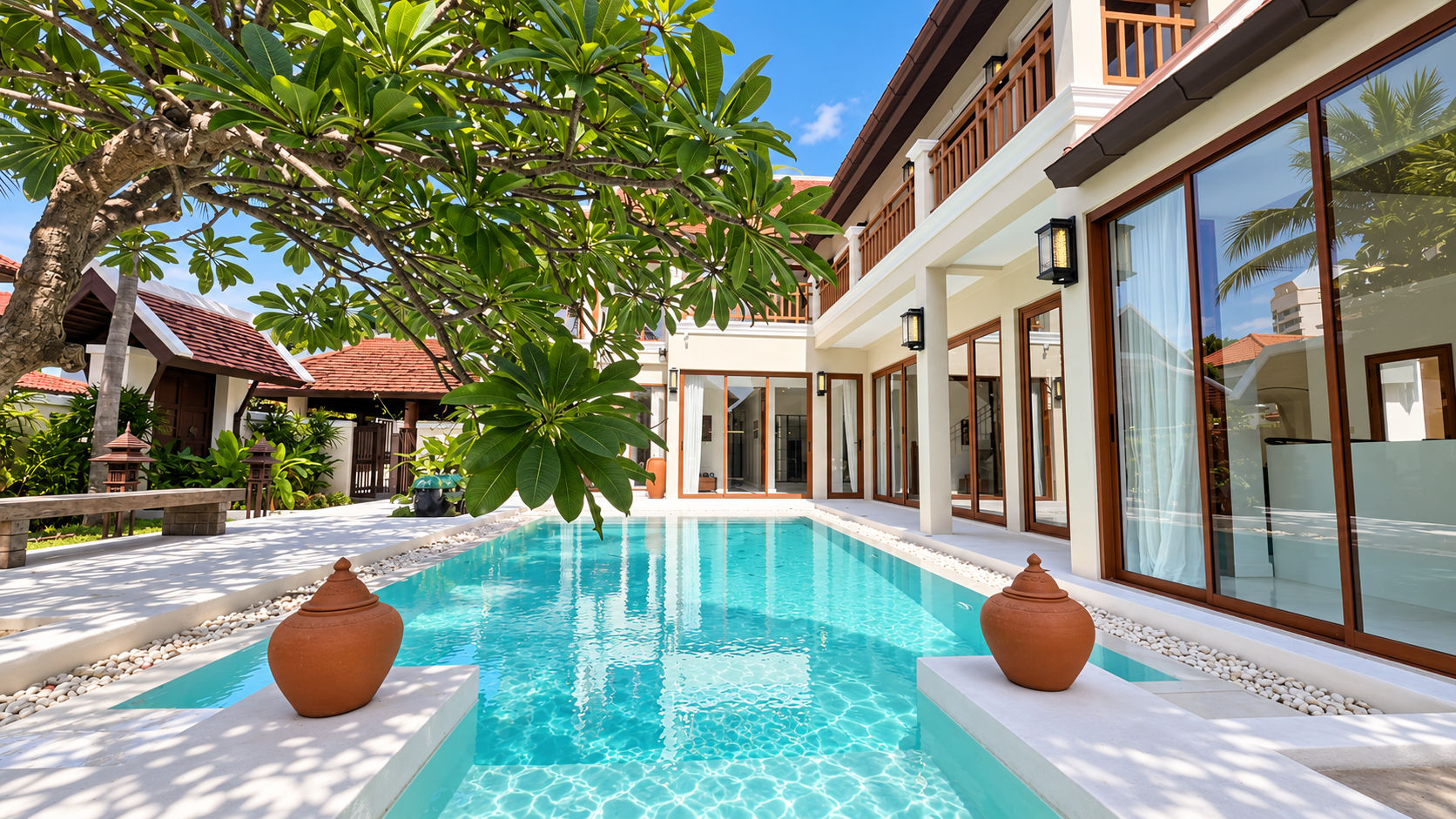 Stunning private pool at Thai Bali villa for sale in Pattaya